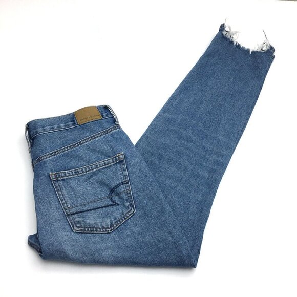 American Eagle Outfitters Mom Jeans Distressed Fray Hems Stretch size 4 - Picture 9 of 9
